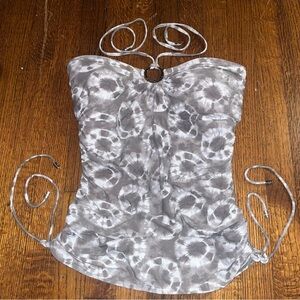 MICHAEL KORS — Gray Tie-Dye Y2k Bodysuit